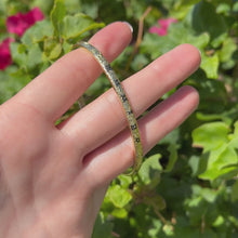Load and play video in Gallery viewer, Old English 4mm &quot;Kuuipo&quot; Hawaiian Bangle in 18K Yellow Gold
