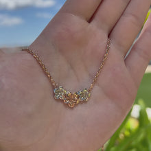 Load and play video in Gallery viewer, Two-tone 17&quot; Three Plumeria Necklace in 14K Gold
