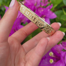 Load and play video in Gallery viewer, Raised Old English 10mm Hawaiian Bangle  in 14K Yellow Gold
