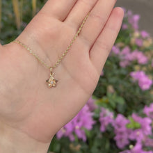 Load and play video in Gallery viewer, Hawaiian Plumeria Flower Pendant w/ Diamond in 14K Yellow Gold
