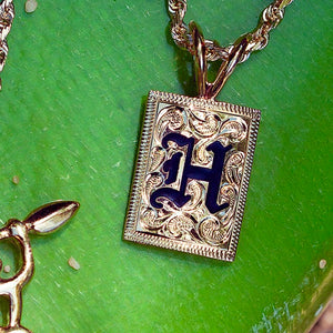 Hawaiian 12 mm Pendant w/ Initial H in 14K Yellow Gold