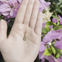 Load and play video in Gallery viewer, Gold plumeria pendant with diamond 
