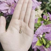 Load and play video in Gallery viewer, Plumeria Pendant w/ Diamond and Old English Scroll
