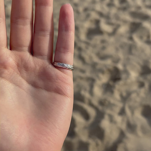 Engraved Hawaiian Ring with Maile design 