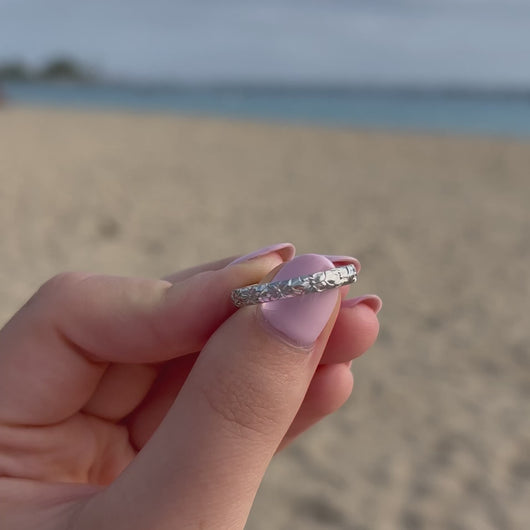 White Gold Hibiscus Ring