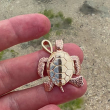 Load and play video in Gallery viewer, Large Turtle w/ Moveable Body Parts in 14K Yellow &amp; Pink Gold
