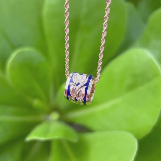 Large Hawaiian Bead Pendant Ali'i with gold and blue enamel