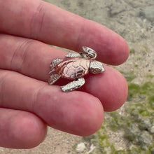 Load and play video in Gallery viewer, Medium Turtle w/ Moveable Body Parts in 14K Pink &amp; White Gold
