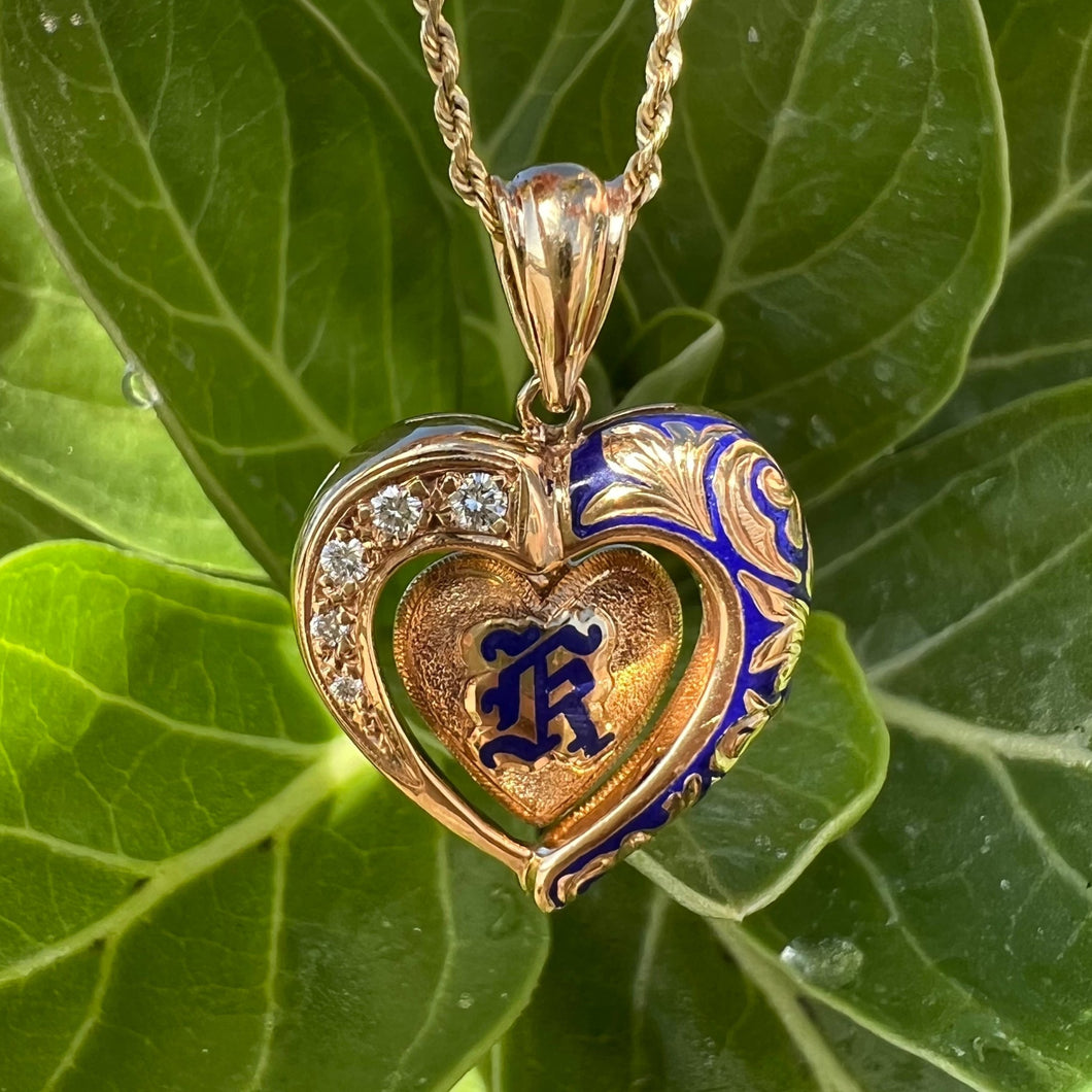 Ali'i Hawaiian Heart Pendant with Diamonds