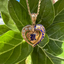 Load and play video in Gallery viewer, Ali&#39;i Hawaiian Heart Pendant &quot;K&quot; w/ Five Diamonds
