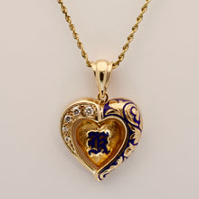 Load image into Gallery viewer, Ali&#39;i Hawaiian Heart Pendant &quot;K&quot; w/ Five Diamonds
