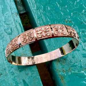 Quilt Hawaiian Heirloom Bracelet in Pink Gold