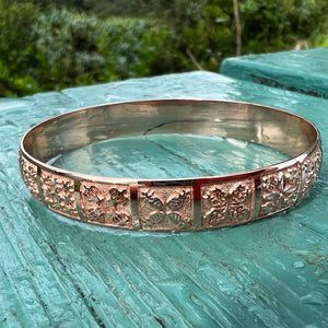 Hawaiian Quilt 10mm Bangle in 14K Pink Gold