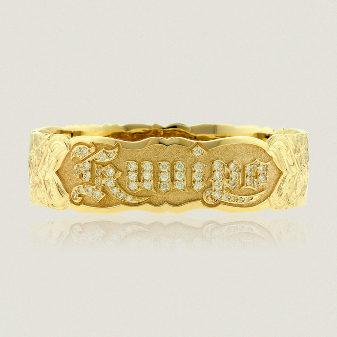 Old English 18mm Bangle with Diamonds - Philip Rickard