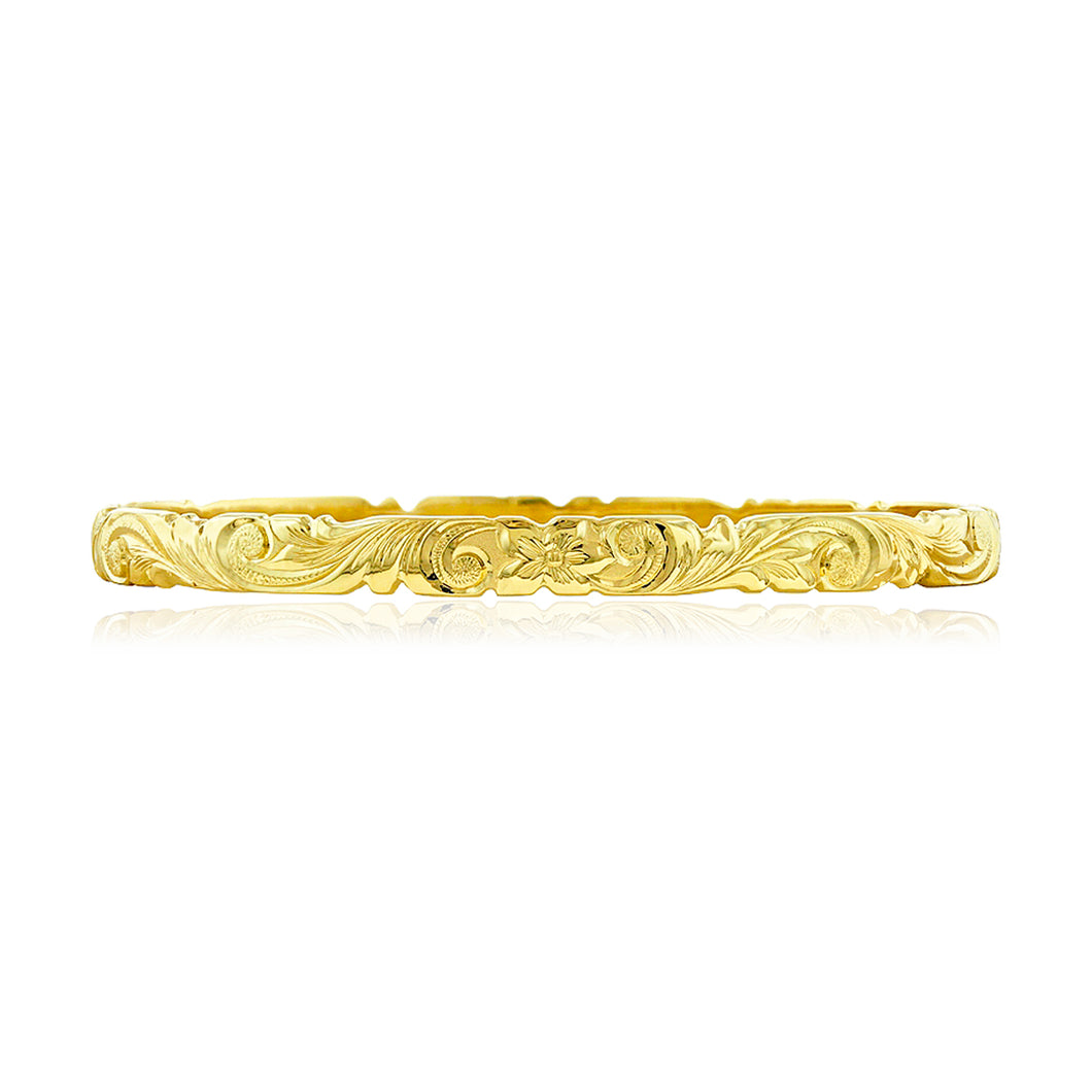 Scalloped Old English 6mm Bangle - Philip Rickard
