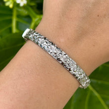 Load image into Gallery viewer, Hibiscus w/ Leaves 8mm Hawaiian Bracelet 14K White Gold
