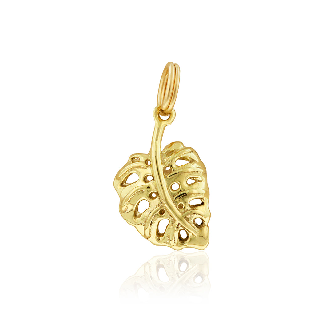 monstera deliciosa gold pendant Monstera Leaf Charm in 14K White, Pink or Green Gold 14K Pink Gold