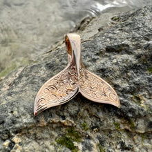Load image into Gallery viewer, Large Engraved Whale Tail in 14K Yellow Gold
