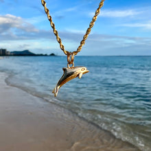 Load image into Gallery viewer, Gold Dolphin charm pendant 

