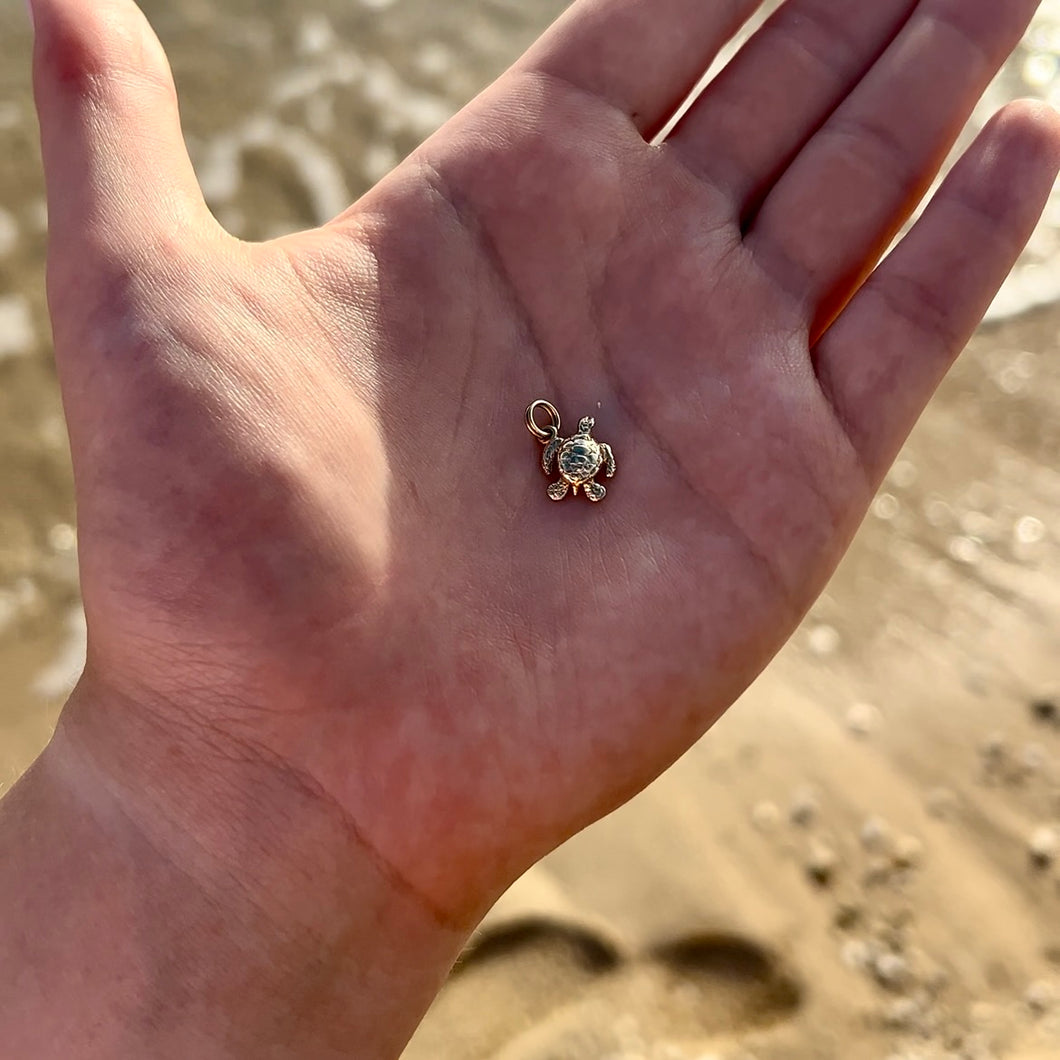 Baby Turtle Charm in 14K Yellow Gold