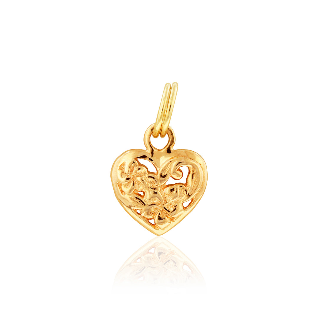 フィリップクランジ　ハートチャーム　14k Filigree Heart Charm in 14K Yellow, White, Pink or Green Gold