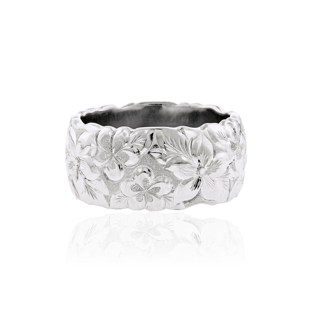 Millennium Flowers Scalloped 10mm Ring in 14K White Gold
