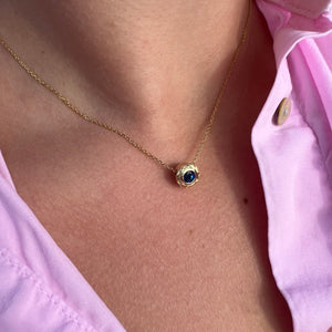 Round Slider Hawaiian Necklace w/ Blue Sapphire
