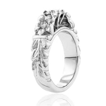Load image into Gallery viewer, Deep Cut Maile &amp; Plumeria W/ Diamonds 6mm French Mount
