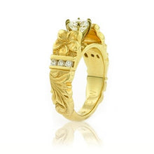 Load image into Gallery viewer, Deep Cut Old English &amp; Plumeria 8mm French Mount W/ Diamonds - Philip Rickard
