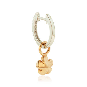Oval Diamond Hoop Earrings w/ Hibiscus Charm - Philip Rickard