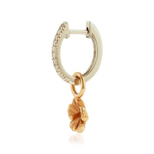 Load image into Gallery viewer, Oval Diamond Hoop Earrings w/ Hibiscus Charm - Philip Rickard
