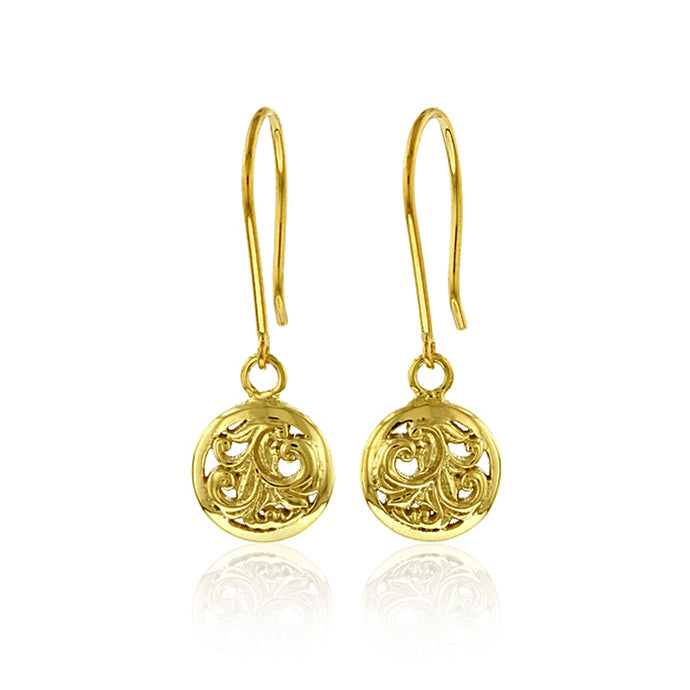 Round Filigree Dangle Earrings - Philip Rickard