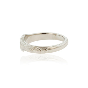 Heart Ring w/ Old English Design and Hibiscus Flower - Philip Rickard