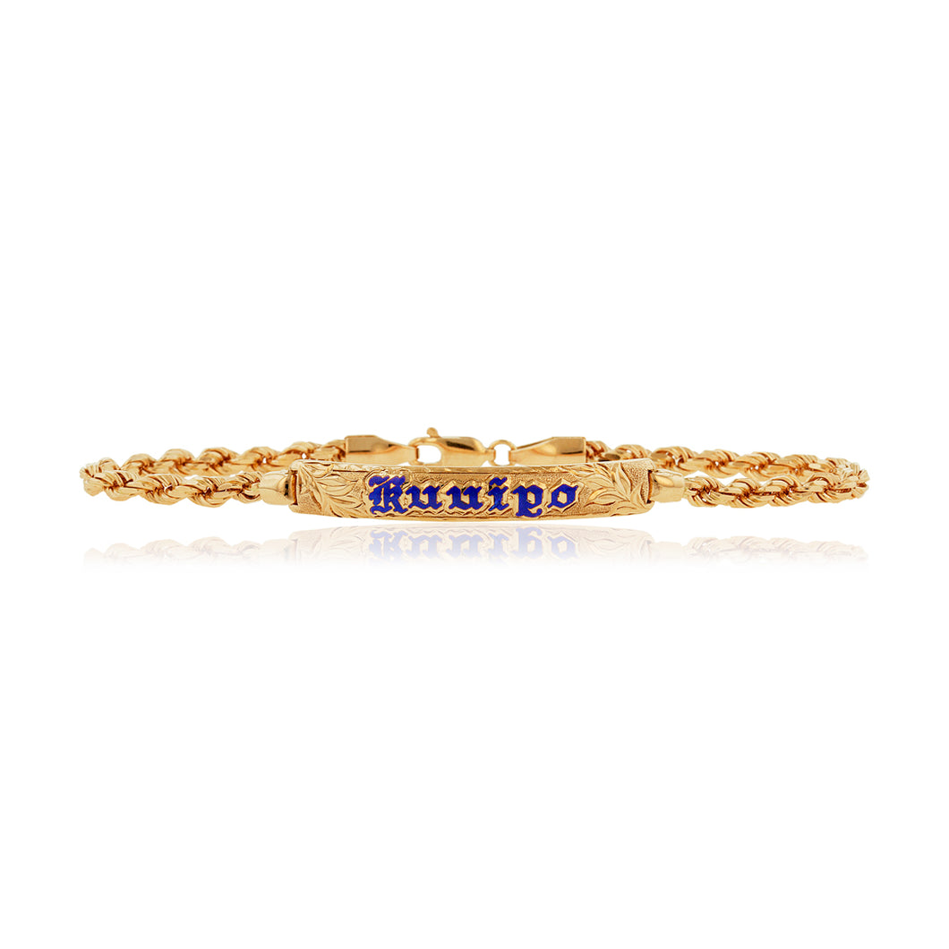 Maile 6mm Hawaiian ID Bracelet with blue enamel name