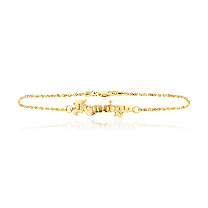 Delicate Hawaiian ID bracelet with word Kuuipo in Old English Font 