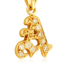 Load image into Gallery viewer, close up of Hawaiian Initial Pendant with Diamonds
