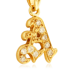 close up of Hawaiian Initial Pendant with Diamonds