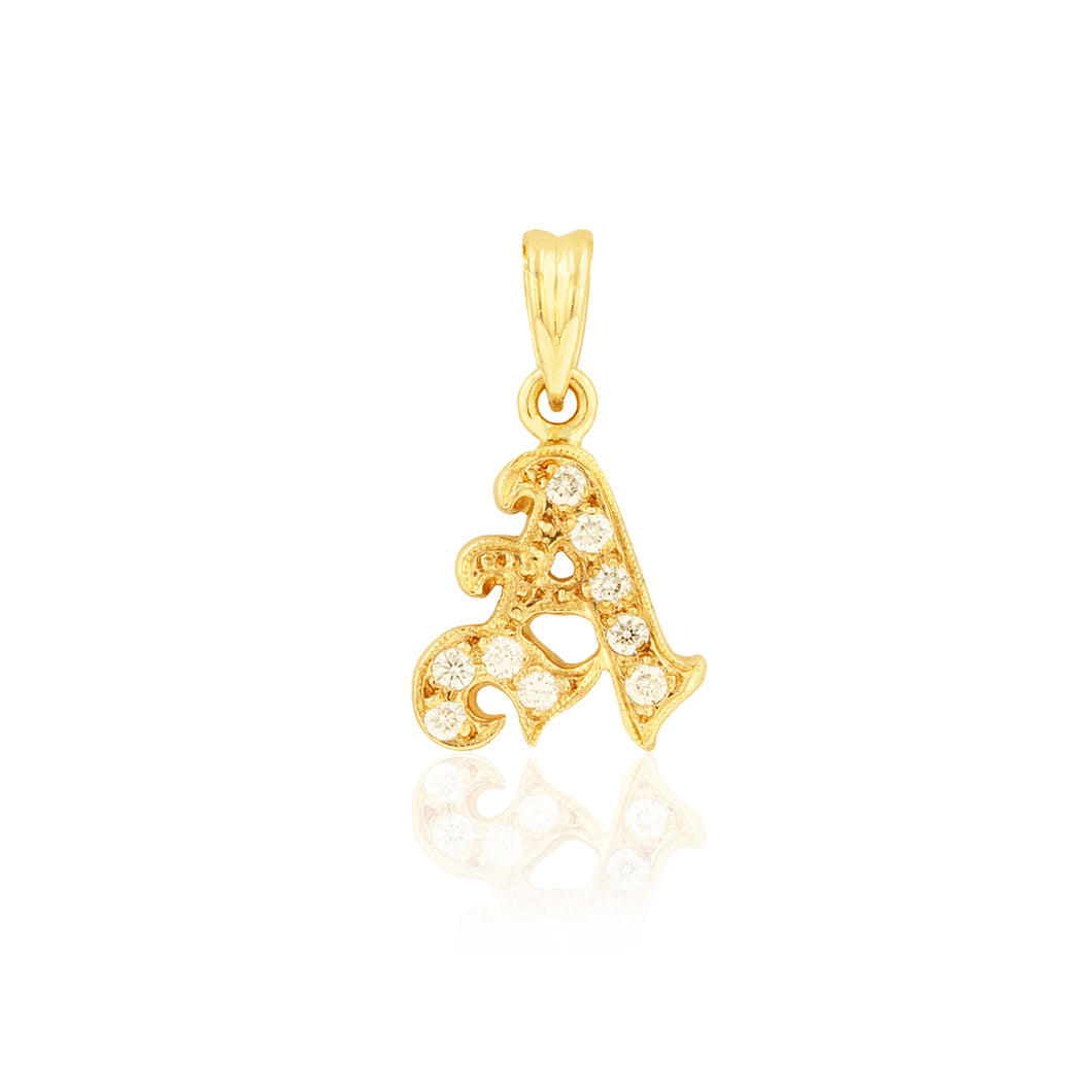 Initial Hawaiian Initial Pendant with Diamonds by Philip Rickard