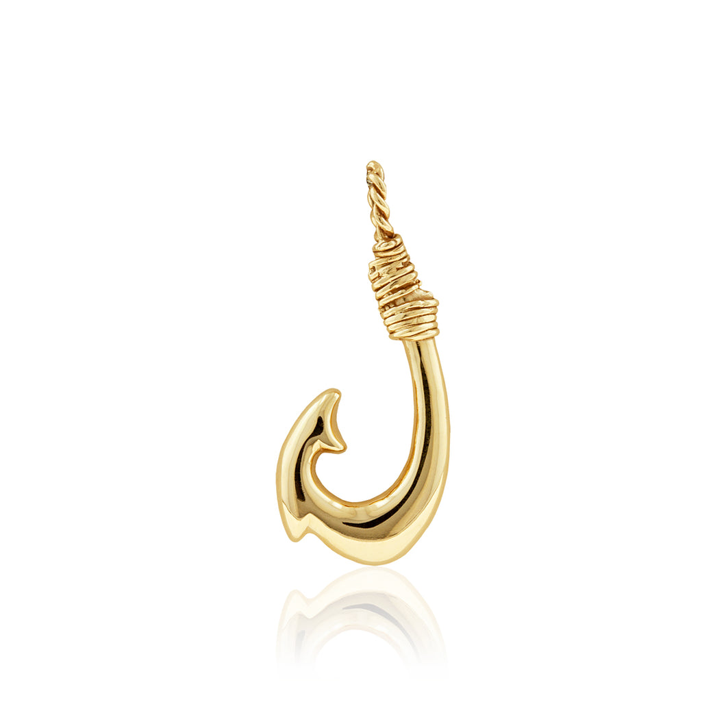 Makau (Hawaiian Fish Hook) Pendant in 14K Yellow, White or Pink Gold [ Makau (Hawaiian Fish Hook) Pendant in 14K Yellow, White or Pink Gold [