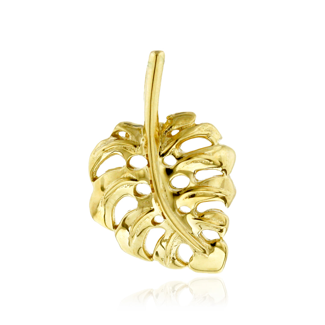 monstera deliciosa gold pendant Monstera Leaf Pendant in 14K or 18K Gold [small, medium or large] Small 14K Green Gold