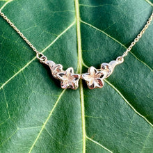 Load image into Gallery viewer, Two Plumeria w/ Leaf Necklace

