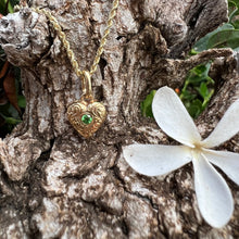 Load image into Gallery viewer, Small Heart w/Hibiscus Flower and Scrolls with Peridot
