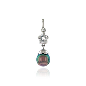 Plumeria Pendant w/ Tahitian Black Pearl - Philip Rickard