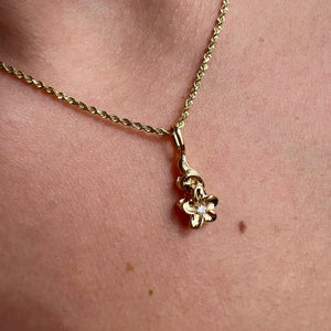Hawaiian Plumeria pendant with diamond 