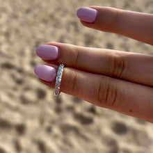 Load image into Gallery viewer, White Gold Hawaiian Ring with Hibiscus engraving
