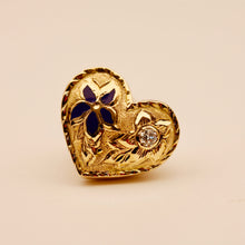 Load image into Gallery viewer, Large Hawaiian Heart Slider w/ Enamel Flower and Diamond
