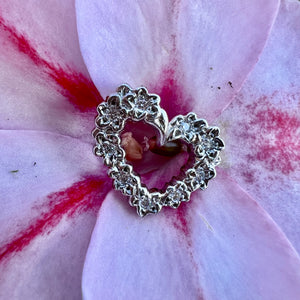 Small Slanted Hawaiian Heart Pendant w/ Diamonds