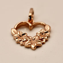Load image into Gallery viewer, Gold Hawaiian Heart Pendant with three plumeria flowers
