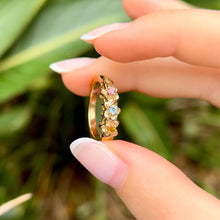 Load image into Gallery viewer, Three Small Plumeria Hawaiian Flower Ring w/ Colored Stones
