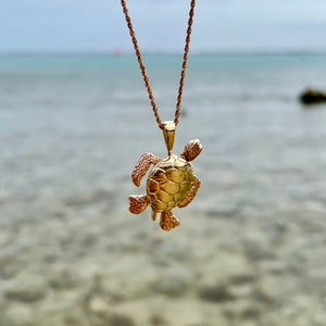 Large Turtle w/ Moveable Body Parts in 14K Yellow & Pink Gold